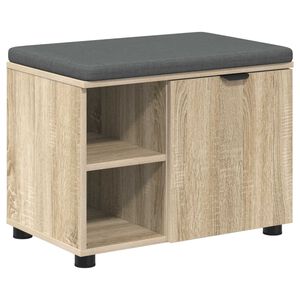 vidaXL Hallb&aelig;nk med d&oslash;r Sonoma eg 60 x 38 x 46 cm Kunstigt tr&aelig; og stof