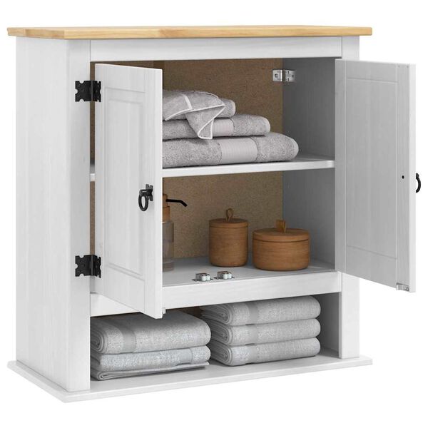 vidaXL H&aelig;ngeskab med d&oslash;r Corona Hvid 70 x 33 x 71,5 cm Massiv fyrretr&aelig;