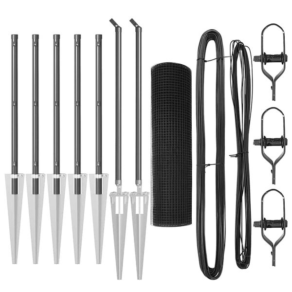 vidaXL Hegnsp&aelig;l Gr&aring; 10 x 0,8 m (16 x 16 mm net) St&aring;l og PVC