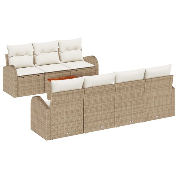 vidaXL Havesofa S&aelig;t med pude 8 pcs Beige polyrattan