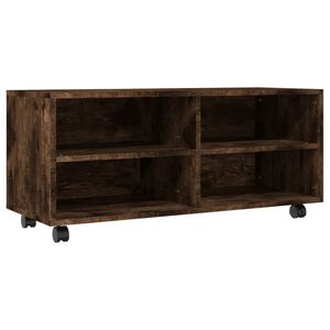 vidaXL tv-bord med hjul 90x35x35 cm konstrueret tr&aelig; r&oslash;get egetr&aelig;