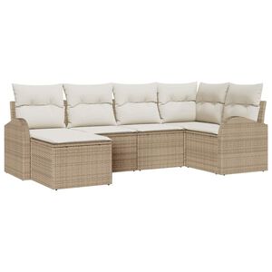 vidaXL Sofa S&aelig;t med pude med opbevaring 6 pcs Beige og hvid polyrattan