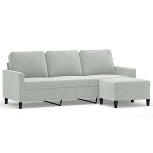 vidaXL 3-personers sofa med fodskammel 180 cm velour lyser&oslash;d