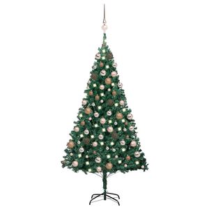 vidaXL kunstigt juletr&aelig; med lys og kugles&aelig;t 150 cm PVC gr&oslash;n