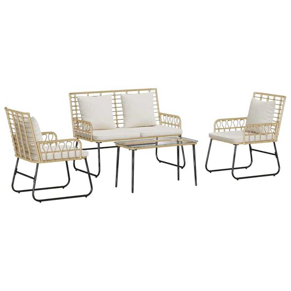 vidaXL Havemøbel Sæt med pude 4 pcs Sort og Anthracit polyrattan