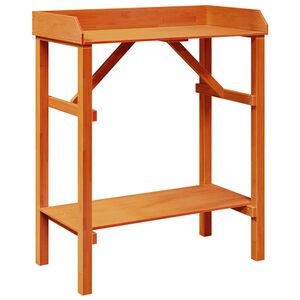 vidaXL Plantebord med hylde Brun 75 x 40 x 90 cm Massiv fyrretr&aelig;