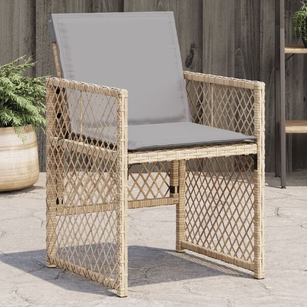 vidaXL havestole 4 stk. med hynder polyrattan blandet beige
