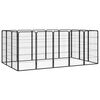 vidaXL 16-panels hundeg&aring;rd 50x100 cm pulverlakeret st&aring;l sort