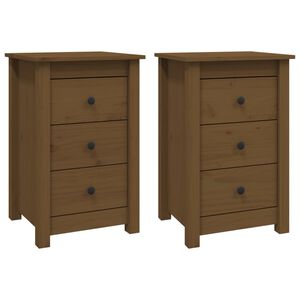 vidaXL sengeborde 2 stk. 40x35x61,5cm massivt fyrretr&aelig; gyldenbrun