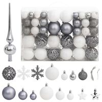 vidaXL julekuglesæt 111 dele polystyren hvid og grå