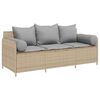 vidaXL 3-personers havesofa med hynder polyrattan beige