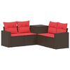 vidaXL Sofa S&aelig;t 5 stk. Brun og R&oslash;d Poly Rattan og St&aring;l