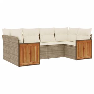 vidaXL sofas&aelig;t til haven 6 dele med hynder polyrattan beige