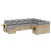 vidaXL sofas&aelig;t til haven 10 dele med hynder polyrattan beige
