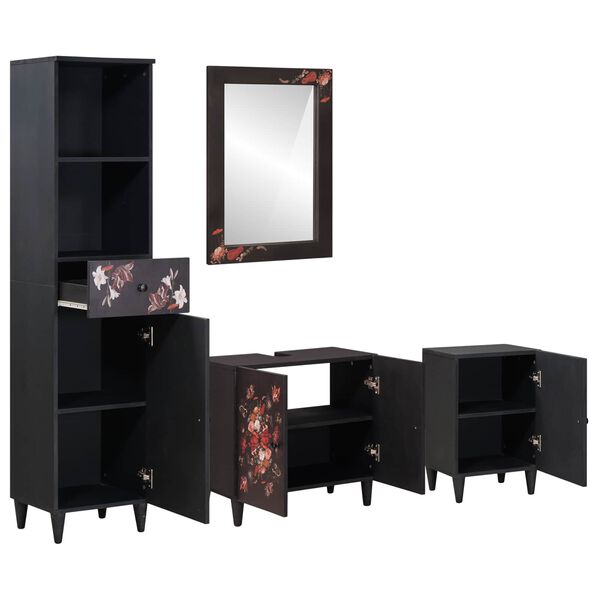 vidaXL Badev&aelig;relsesskabs&aelig;t med skuffe med d&oslash;r 4 pcs Massivt mangotr&aelig;