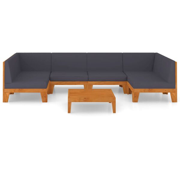 vidaXL loungesæt til haven 7 dele med hynder massivt akacietræ