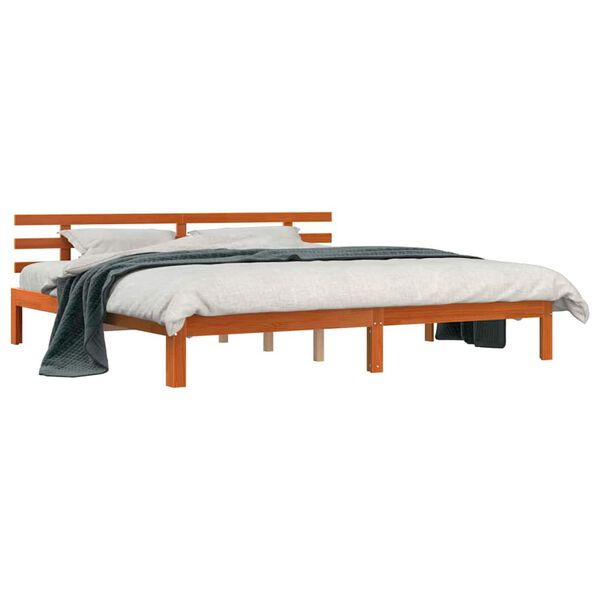 vidaXL Sengestel Voks brun 203.5 x 205.5 x 69.5 cm Massivt fyrretræ