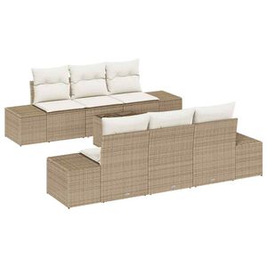 vidaXL Havesofa S&aelig;t med pude 8 pcs Beige og creme polyrattan