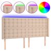 vidaXL sengegavl med LED-lys 203x16x118/128 cm kunstl&aelig;der cappuccino