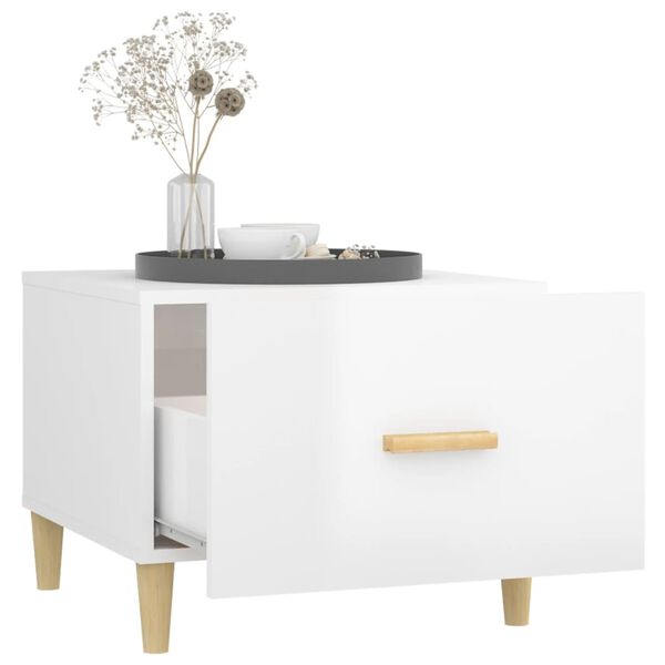 vidaXL sofabord 50x50x40 cm konstrueret træ hvid højglans