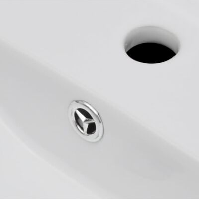 vidaXL keramisk håndvask overløb hanehul firkantet hvid