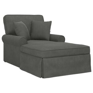vidaXL Chaise lounge med volant 3 stk. M&oslash;rkegr&aring; Velourstof