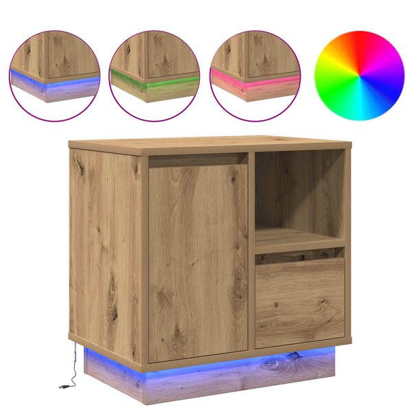 vidaXL Natskab Artisan Egetr&aelig; 50 x 34,5 x 50 cm. Konstrueret tr&aelig;