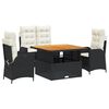 vidaXL spisebordss&aelig;t til haven 4 dele med hynder polyrattan sort