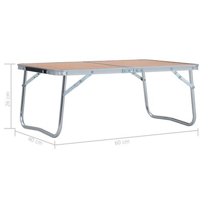 vidaXL foldbart campingbord 60 x 40 cm aluminium brun