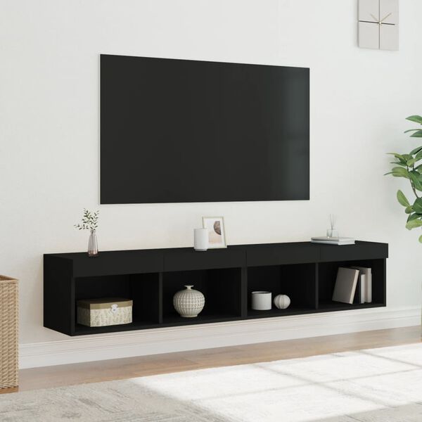vidaXL tv-borde 2 stk. med LED-lys 80x30x30 cm sort