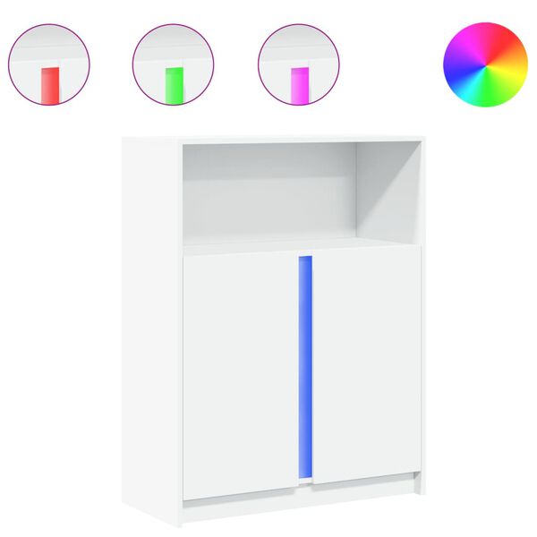 vidaXL reol med LED 77x34x100 cm konstrueret træ hvid