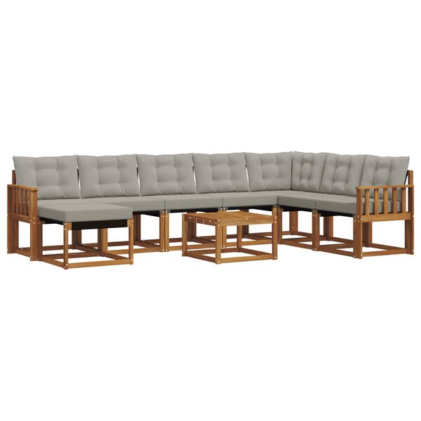 vidaXL Udend&oslash;rs sofagruppe med pude 9 pcs Naturlig og Lys Gr&aring;