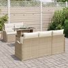 vidaXL Havesofa S&aelig;t med pude med pude 6 pcs Beige Poly Rattan