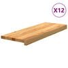 vidaXL trappem&aring;tter 12 stk lysebrun 70x25x2 cm massivt egetr&aelig;