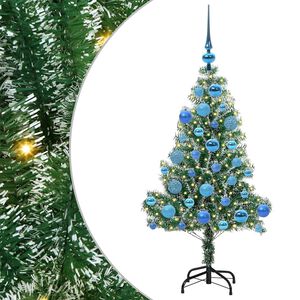 vidaXL Kunstigt Juletr&aelig; Snebelagt med LED Lys Gr&oslash;n og Hvid 120 cm