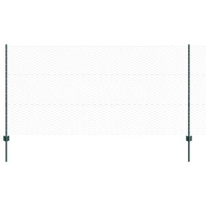 vidaXL Sekskantet hegn med stolpe 50 x 1,2 m PVC-belagt st&aring;l Gr&oslash;n Mesh