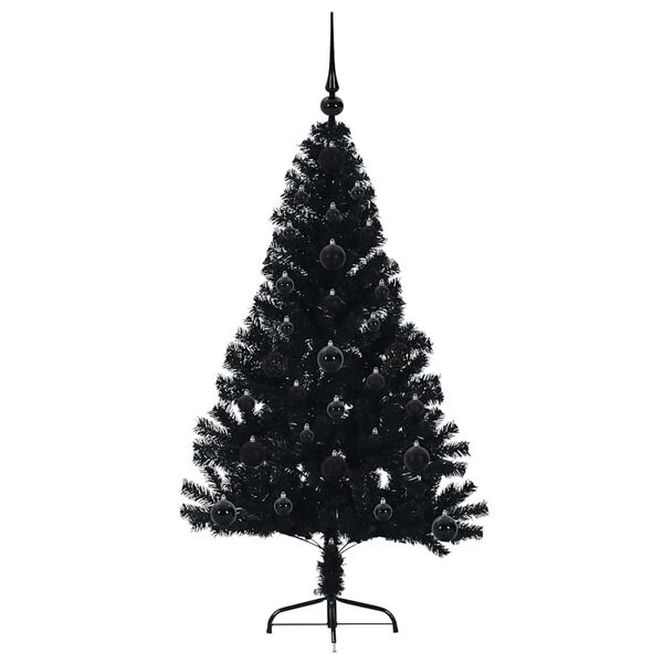 vidaXL Kunstig Forbelyst Juletr&aelig; med 150 LED'er Sort 120 cm PVC