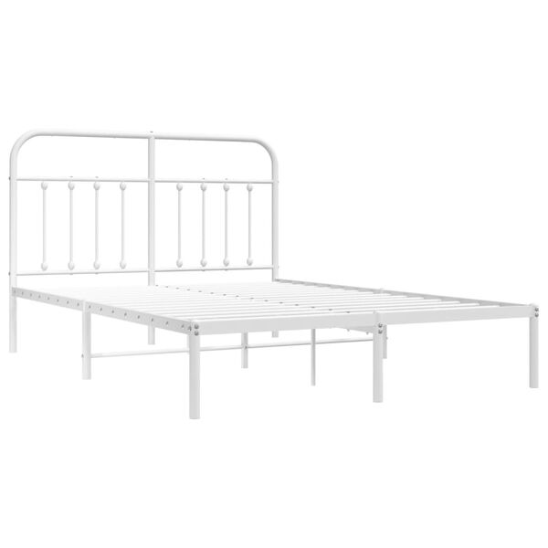 vidaXL sengeramme med sengegavl 135x190 cm metal hvid