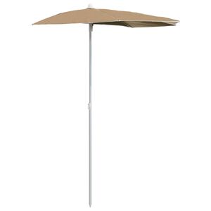 vidaXL halv parasol med stang 180x90 cm gr&aring;brun