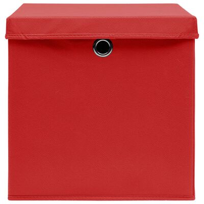vidaXL opbevaringskasser med låg 4 stk. 32x32x32 stof rød
