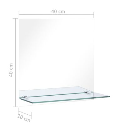 vidaXL vægspejl med hylde 40x40 cm hærdet glas