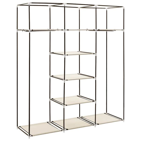 vidaXL kl&aelig;deskab med rum og t&oslash;jst&aelig;nger 150 x 45 x 175 cm stof creme