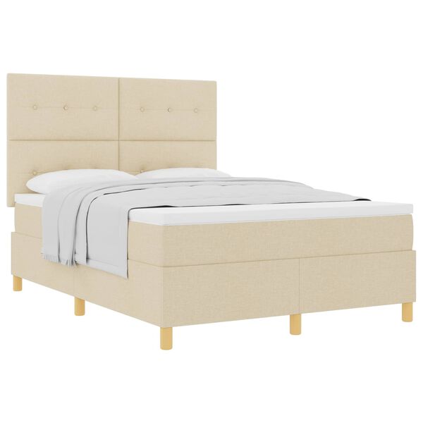vidaXL Box spring seng med madras Creme 140 x 190 cm Stof