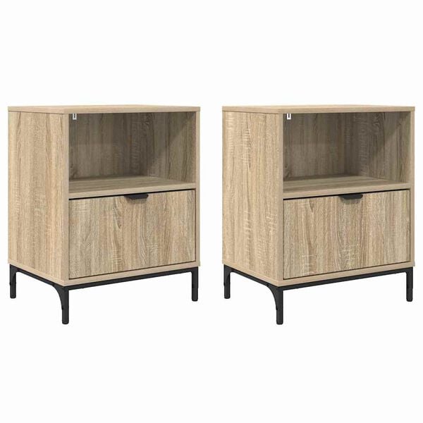 vidaXL Natskab 2 pcs Sonoma-eg 49 x 36 x 61 cm Konstrueret tr&aelig;