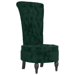 vidaXL stol med h&oslash;j ryg knapdesign velour m&oslash;rkegr&oslash;n