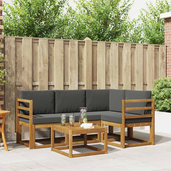 vidaXL Udend&oslash;rs sofagruppe med pude 5 pcs Naturlig og Antracit