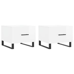 vidaXL sofaborde 2 stk. 50x50x40 cm konstrueret tr&aelig; hvid h&oslash;jglans