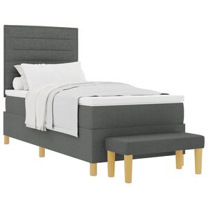 vidaXL Box spring seng med pude M&oslash;rkegr&aring; 200 x 90 cm Stof