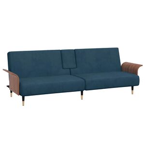 vidaXL sovesofa med kopholdere velour m&oslash;rkegr&aring;