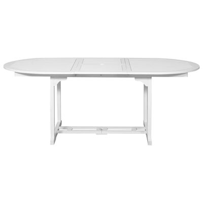 vidaXL udendørs spisebordssæt 7 dele med forlængerbord træ hvid